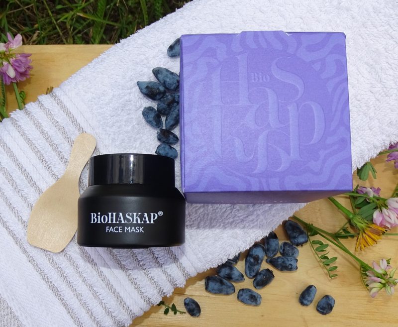 haskap face mask jar and box top